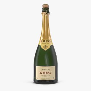 Champagne Bottle Krug Foil Top Opened 3D