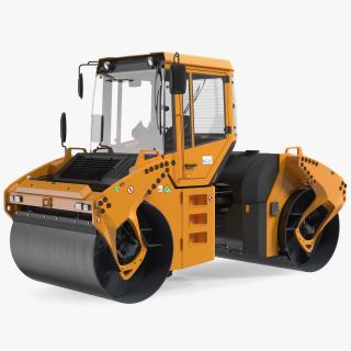 Articulated Tandem Vibratory Road Roller Rigged 3D