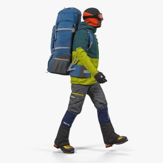 Man Traveler with Backpack Walking Pose 3D model