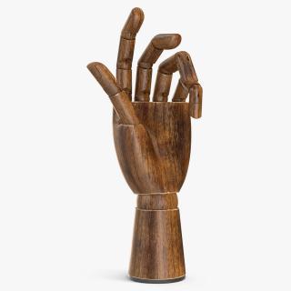3D Drawing Hand Model Dark Wood Relaxed Pose