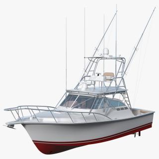 3D Red Fishing Boat Henriques 35 Express New