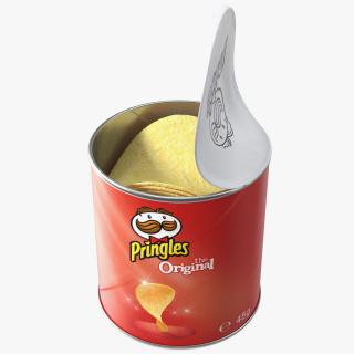 3D model Open Pringles Original Potato Chips Small Can