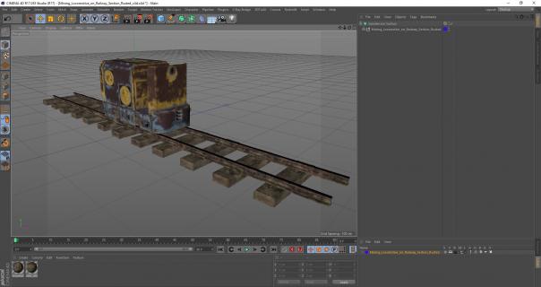 3D Mining Locomotive on Railway Section Rusted model