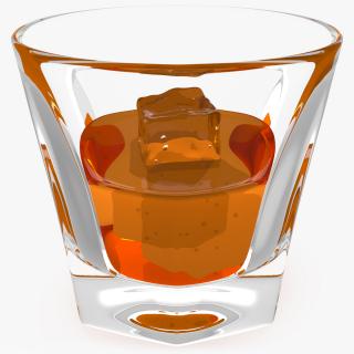 3D model Shot Glass of Whiskey with Ice