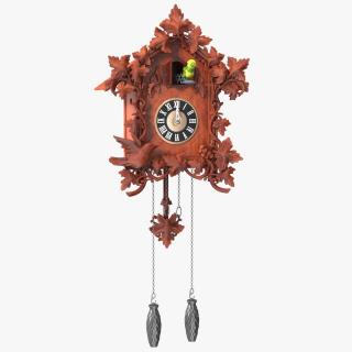 3D model Wooden Cuckoo Clock Red Rigged