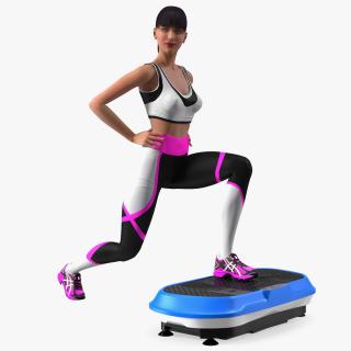 Woman With Fitness Vibration Platform 3D