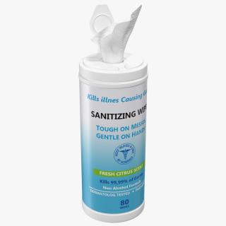 Opened Sanitizing Wipes 80 Count Small Canister 3D