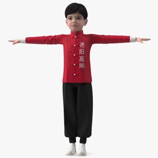 3D model Asian Boy Traditional Costume Rigged for Modo