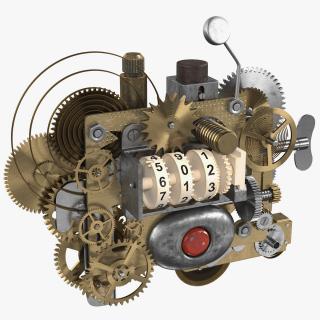 Clockwork Gear with Counter Mechanism Bronze 3D model