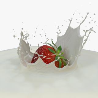 Strawberry Milk Splash 3D