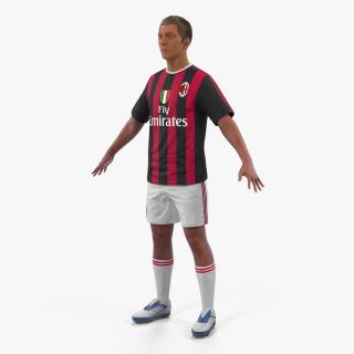 3D Soccer or Football Player Milan with Hair