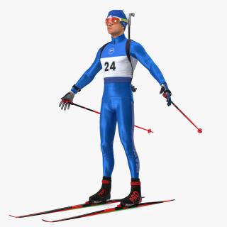 3D model Biathlete Fully Equipped USA Team Rigged