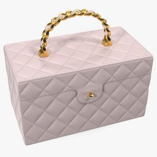 Vintage Pink Quilted Cosmetic Bag Train Case 3D model