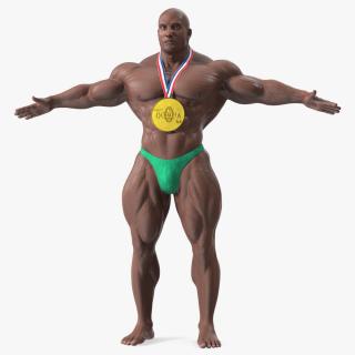 3D Afro American Bodybuilder Man T-Pose