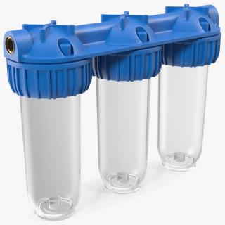 3D model Triple Stage Water Filter Housing Transparent