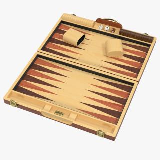 Wooden Backgammon Board Game Set 3D