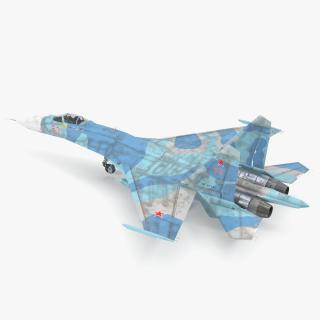 Su-27 Flanker Russian Fighter Aircraft Old Rigged 3D model