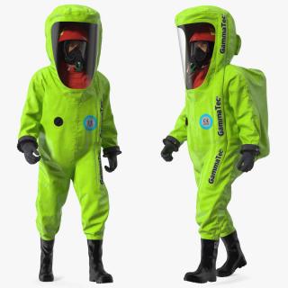 Heavy Duty Chemical Protective Suit Walking Pose Green 3D model