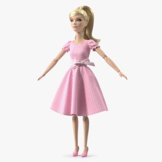 Barbie Doll in Pink Dress T-pose 3D