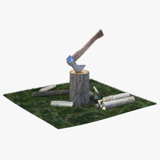 3D Chopping Firewood on Grass