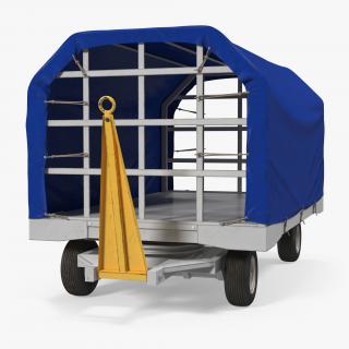3D Covered Airport Luggage Trailer Rigged model