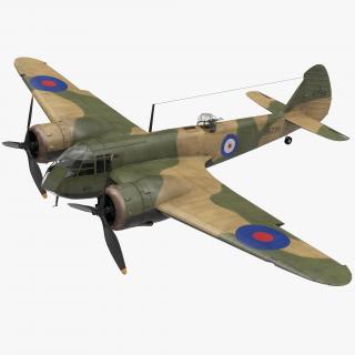 3D British Light Bomber Aircraft Bristol Blenheim Rigged model