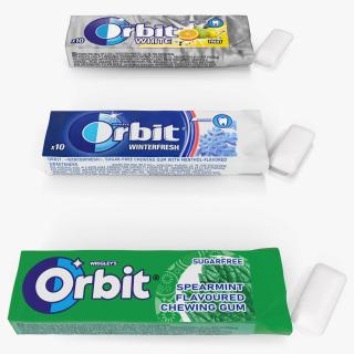 3D model Orbit Chewing Gum Three Tastes Open with Pads