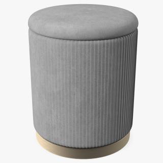 3D Round Fabric Ottoman Stool Grey