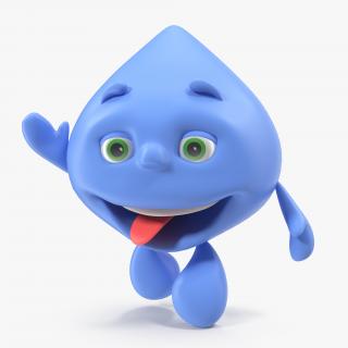 Water Drop Cartoon Mascot Character Waving 3D