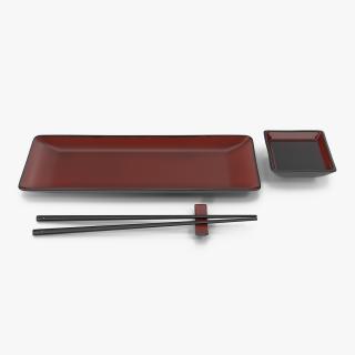 3D model Sushi Plate Set