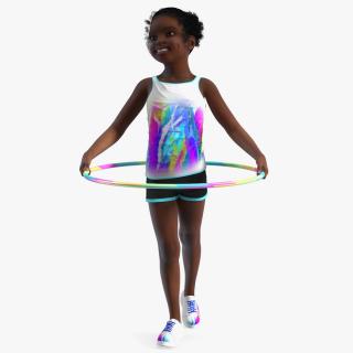 3D model Black Girl Child Sporty Style with Hoop Rigged for Cinema 4D