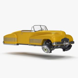 3D Sci Fi Hover Car Retro New Yellow model