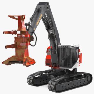3D model Tracked Feller Buncher Dirty Rigged