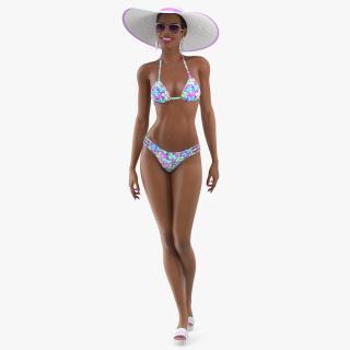 Light Skin Bikini Woman Standing Pose 3D
