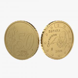 3D Spain Euro Coin 50 Cent model