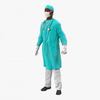 3D Male African American Surgeon 2 Rigged model