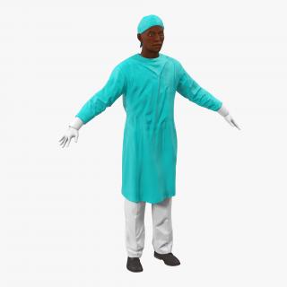 3D Male African American Surgeon 3