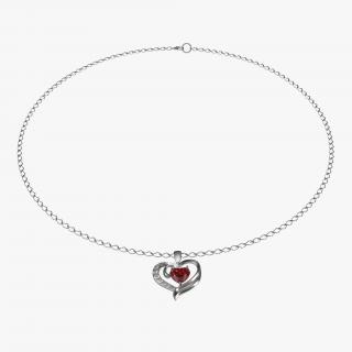 Ruby Heart Necklace and Chain 3D model