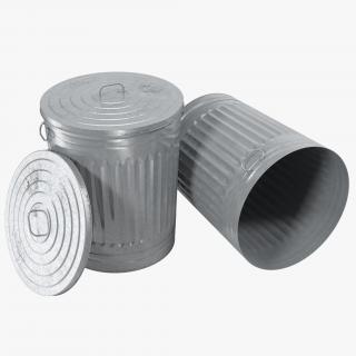 3D Galvanized Steel Garbage Can model