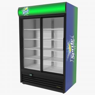 Sprite Double Door Display Refrigerator 3D model