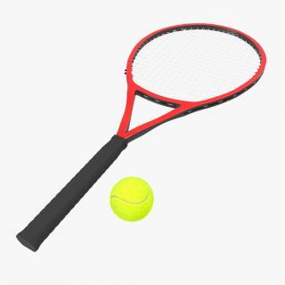 3D Tennis Racket and Ball with Fur 3D Models