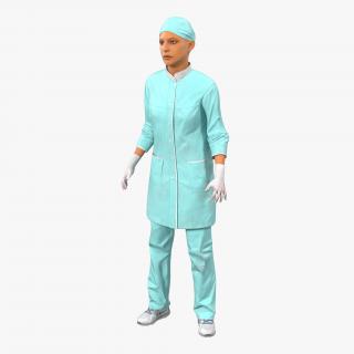 3D Female Surgeon Mediterranean with Blood Rigged 2 model