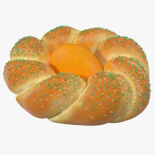 3D Easter Tsoureki Bread with Ellow Egg