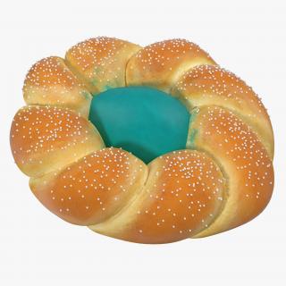 Easter Kozunak Bread with Blue Egg 3D model