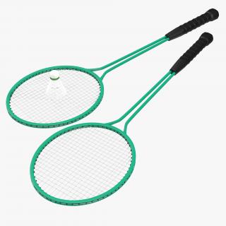 Badminton Racket 2 and Shuttlecock 3D Models 3D model