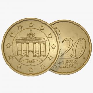 German Euro Coin 20 Cent 3D model