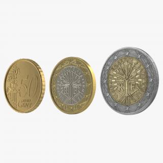 3D French Euro Coins Collection model