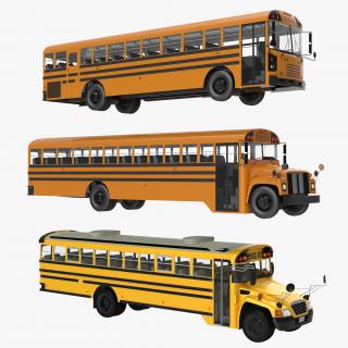 3D model Rigged School Buses Collection
