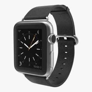 3D Apple Watch 38mm Classic Buckle Black Leather Stainless Steel 2 model
