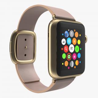 Apple Watch 38mm Gold Case with Rose Gray Modern Buckle 2 3D